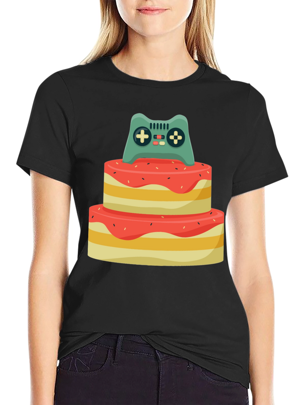 Gamer Birthday T-Shirt - Cake & Controller Design