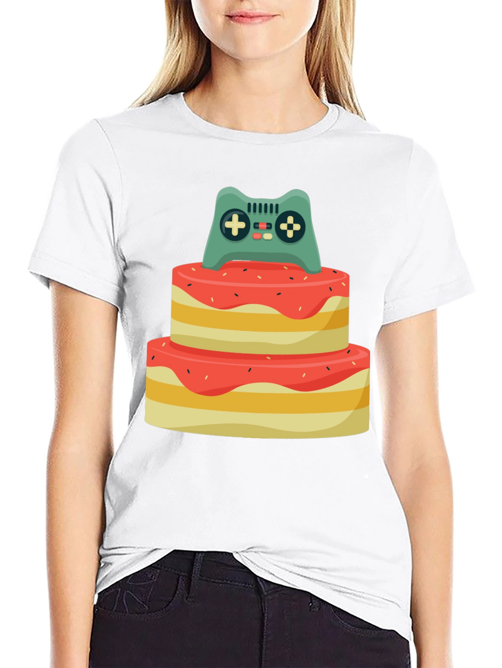 Gamer Birthday T-Shirt - Cake & Controller Design