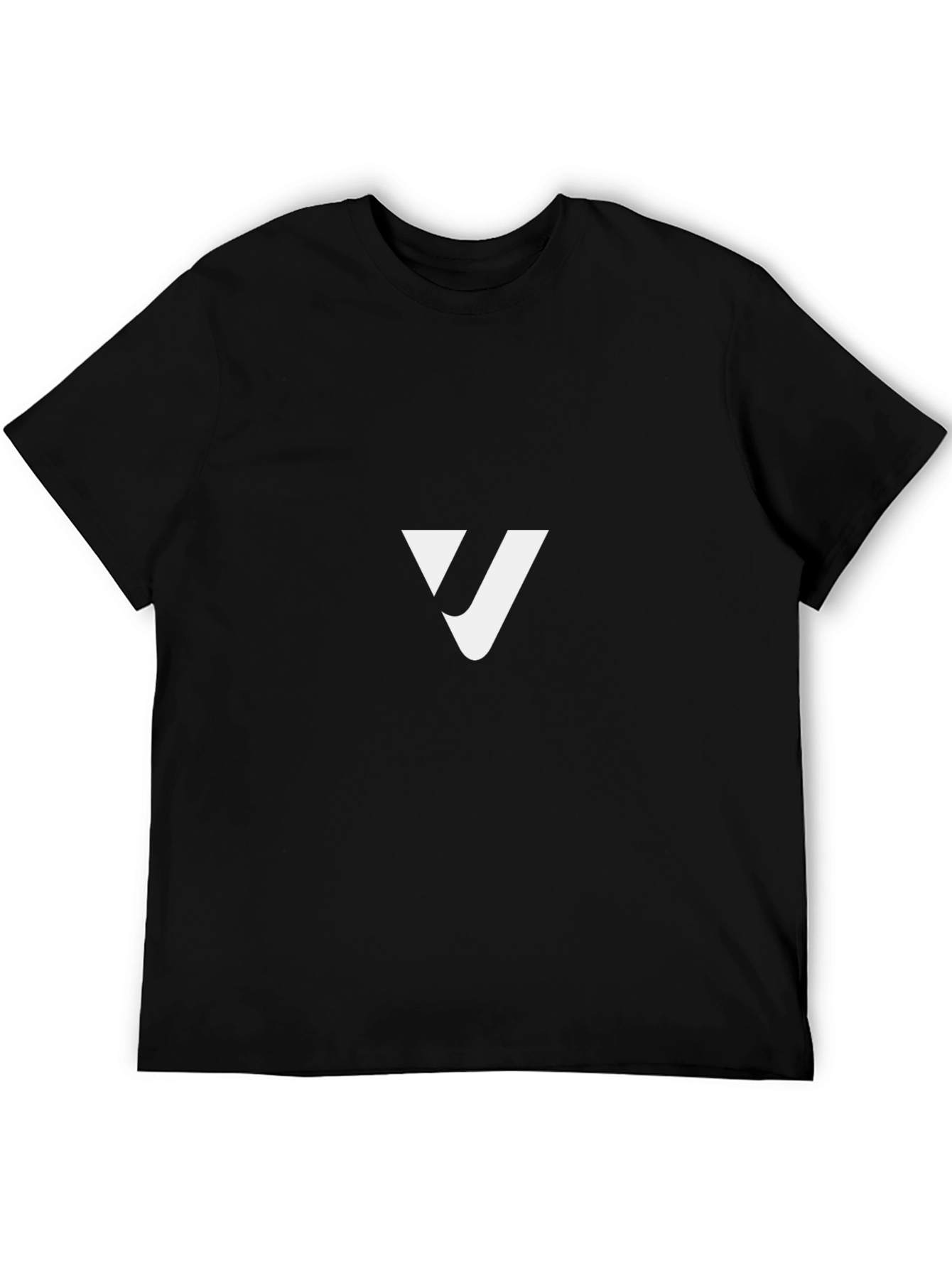 Modern Black T-Shirt with White V Logo