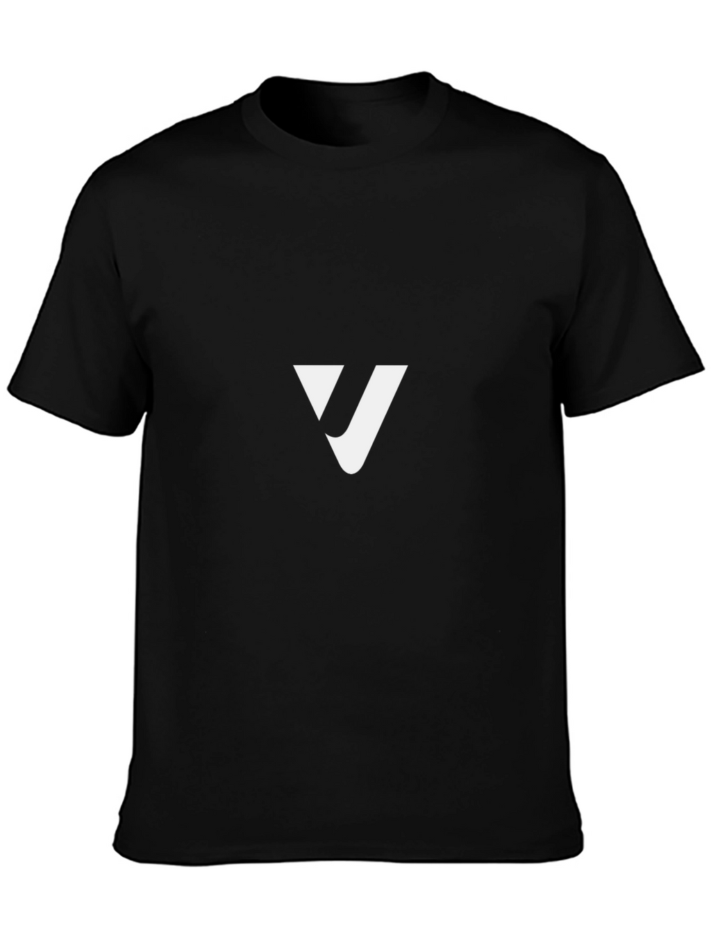 Modern Black T-Shirt with White V Logo