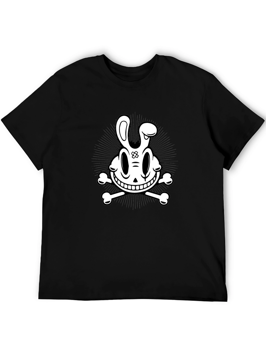 Cartoon Skull & Crossbones Graphic Tee - Black