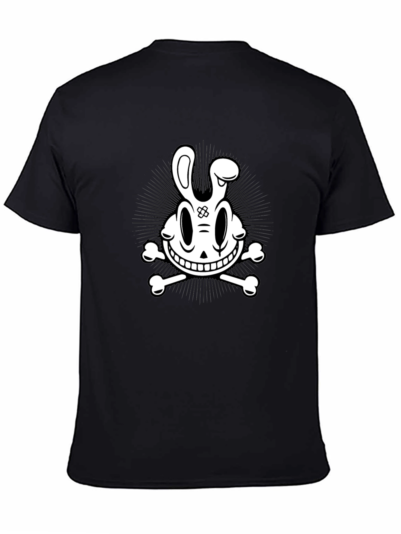 Cartoon Skull & Crossbones Graphic Tee - Black
