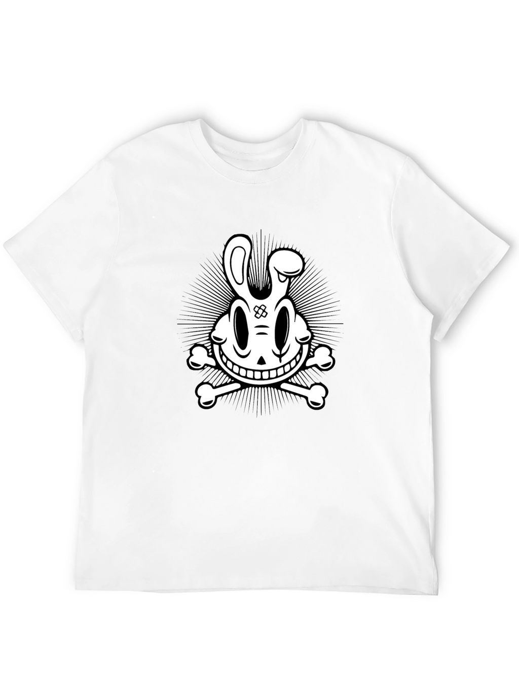 Cartoon Skull & Crossbones Graphic Tee - Black