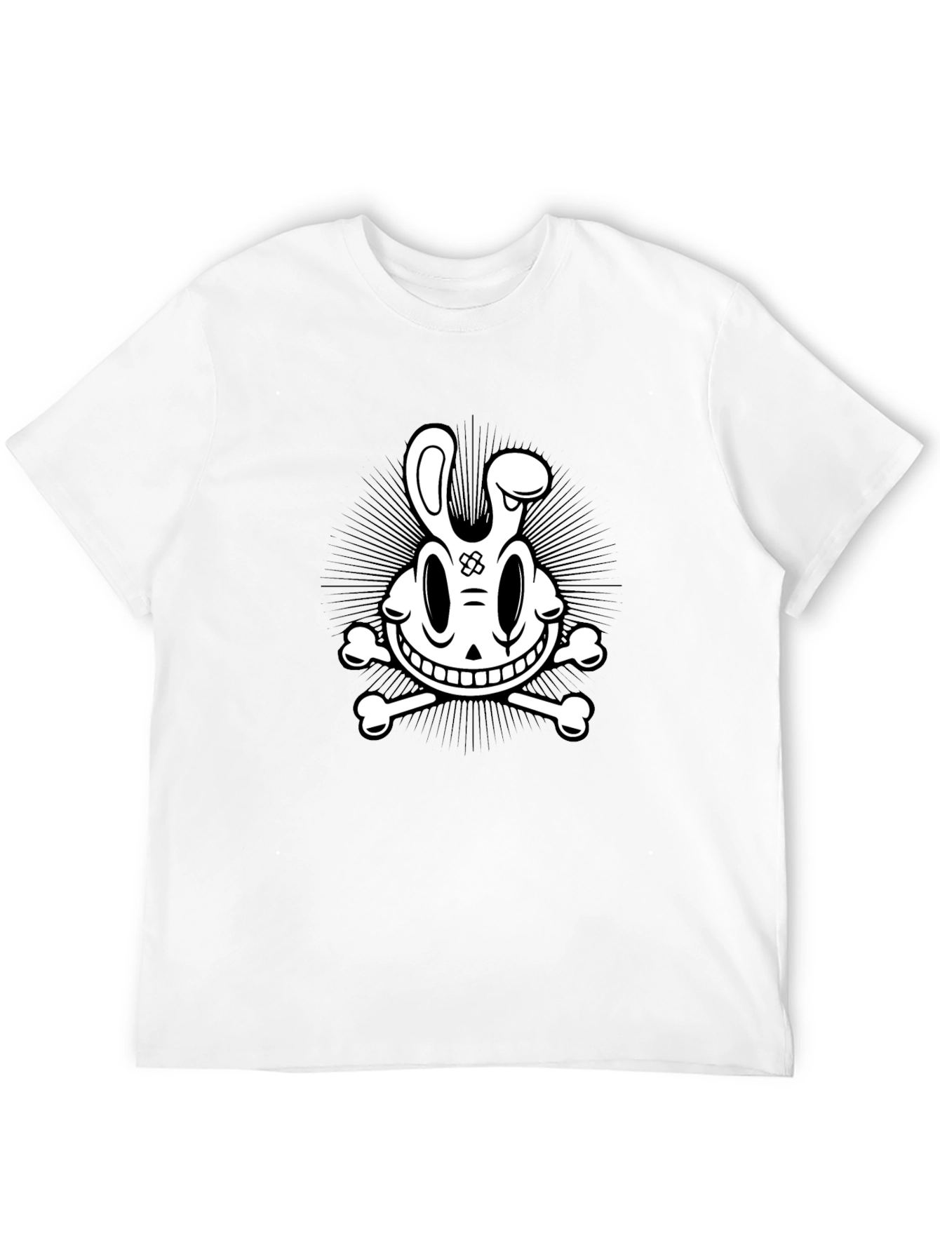 Cartoon Skull & Crossbones Graphic Tee - Black