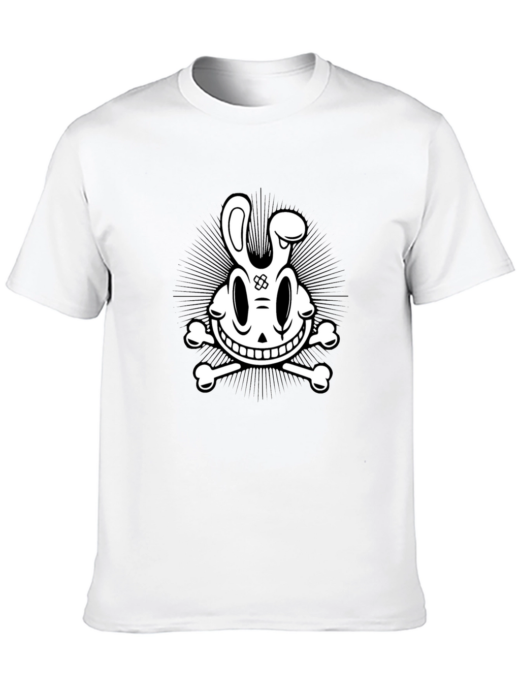 Cartoon Skull & Crossbones Graphic Tee - Black
