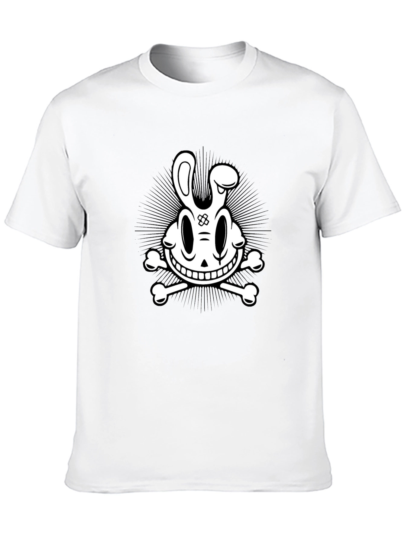 Cartoon Skull & Crossbones Graphic Tee - Black