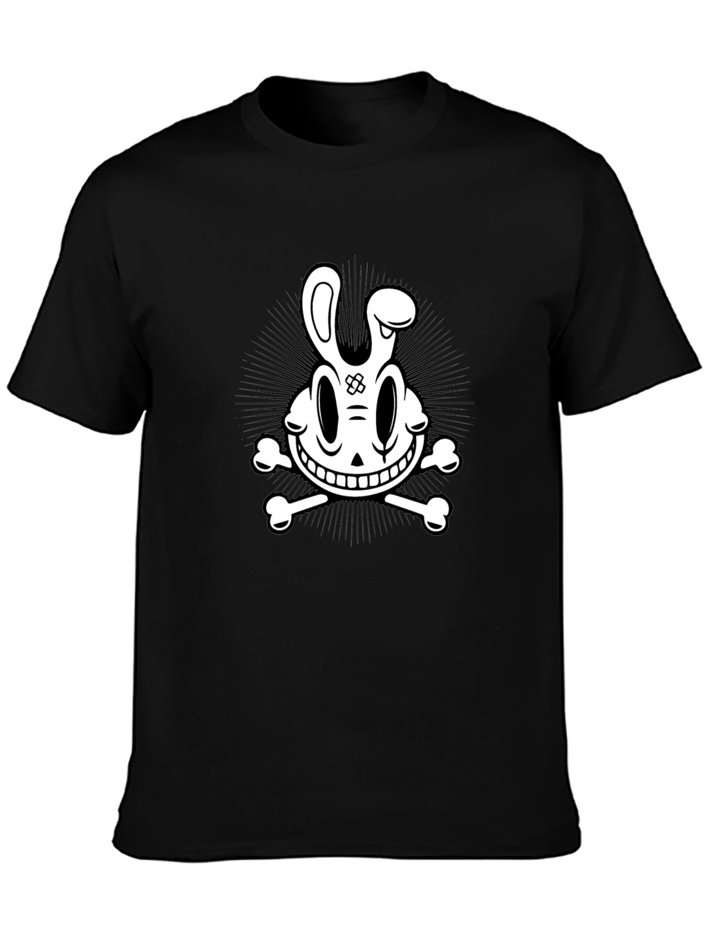 Cartoon Skull & Crossbones Graphic Tee - Black