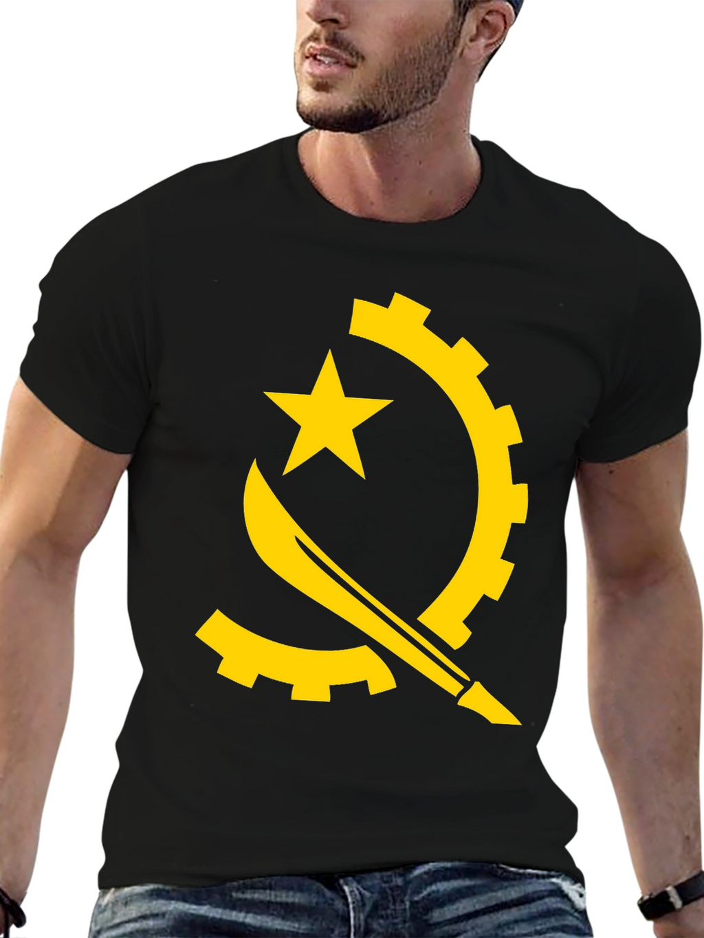 Angola Flag Graphic Tee - Black