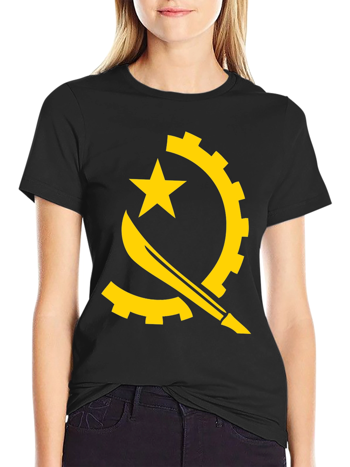 Angola Flag Graphic Tee - Black