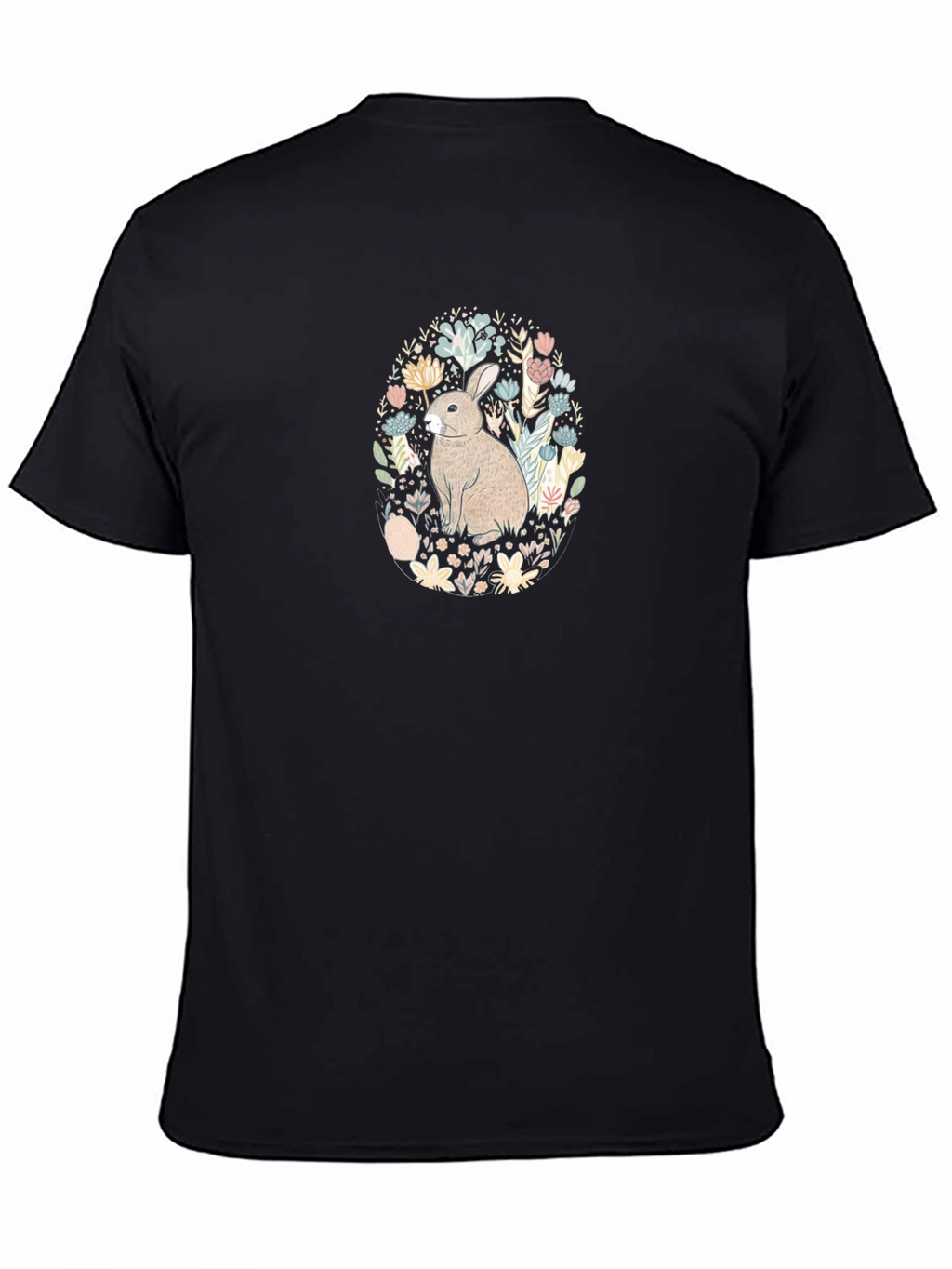 Bunny Floral Graphic Tee - Black T-Shirt