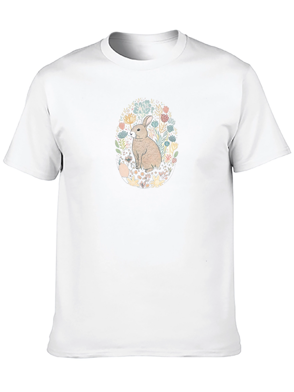 Bunny Floral Graphic Tee - Black T-Shirt