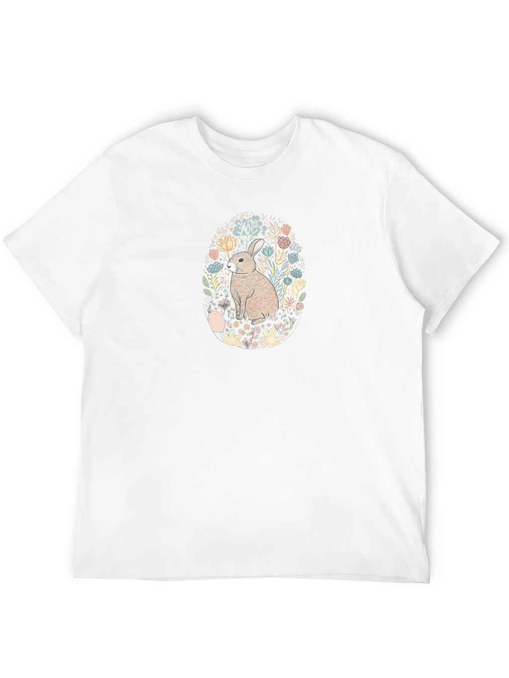 Bunny Floral Graphic Tee - Black T-Shirt