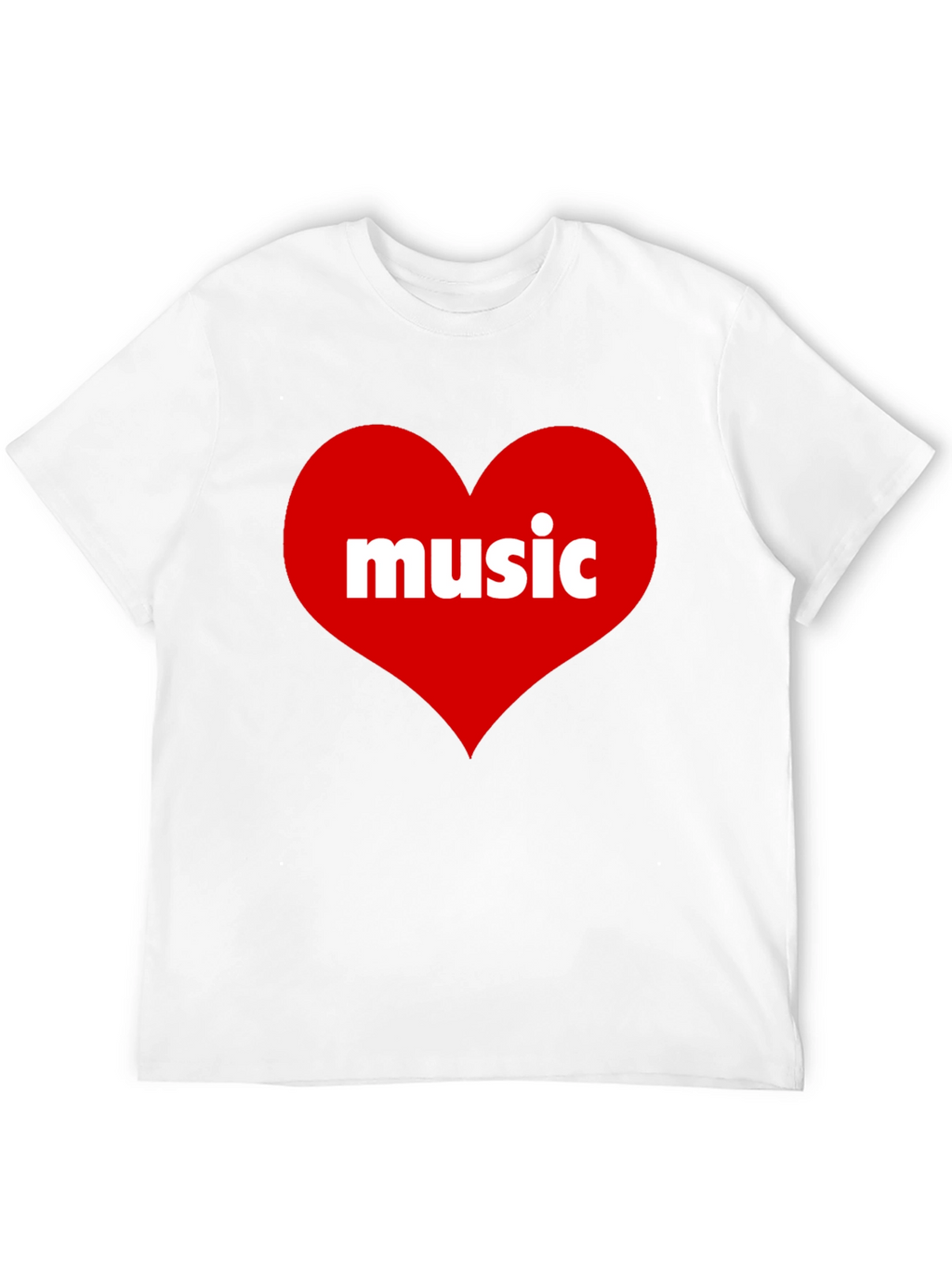 Music Lovers Black T-Shirt with Heart Design