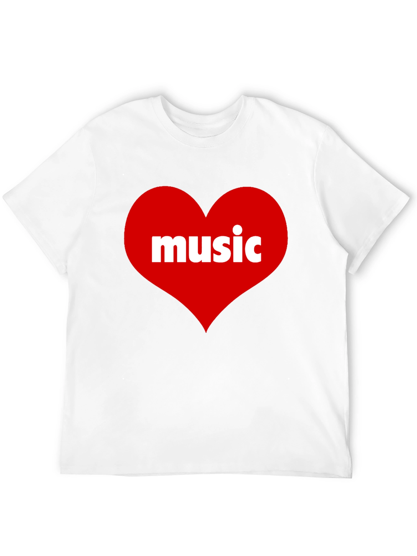 Music Lovers Black T-Shirt with Heart Design