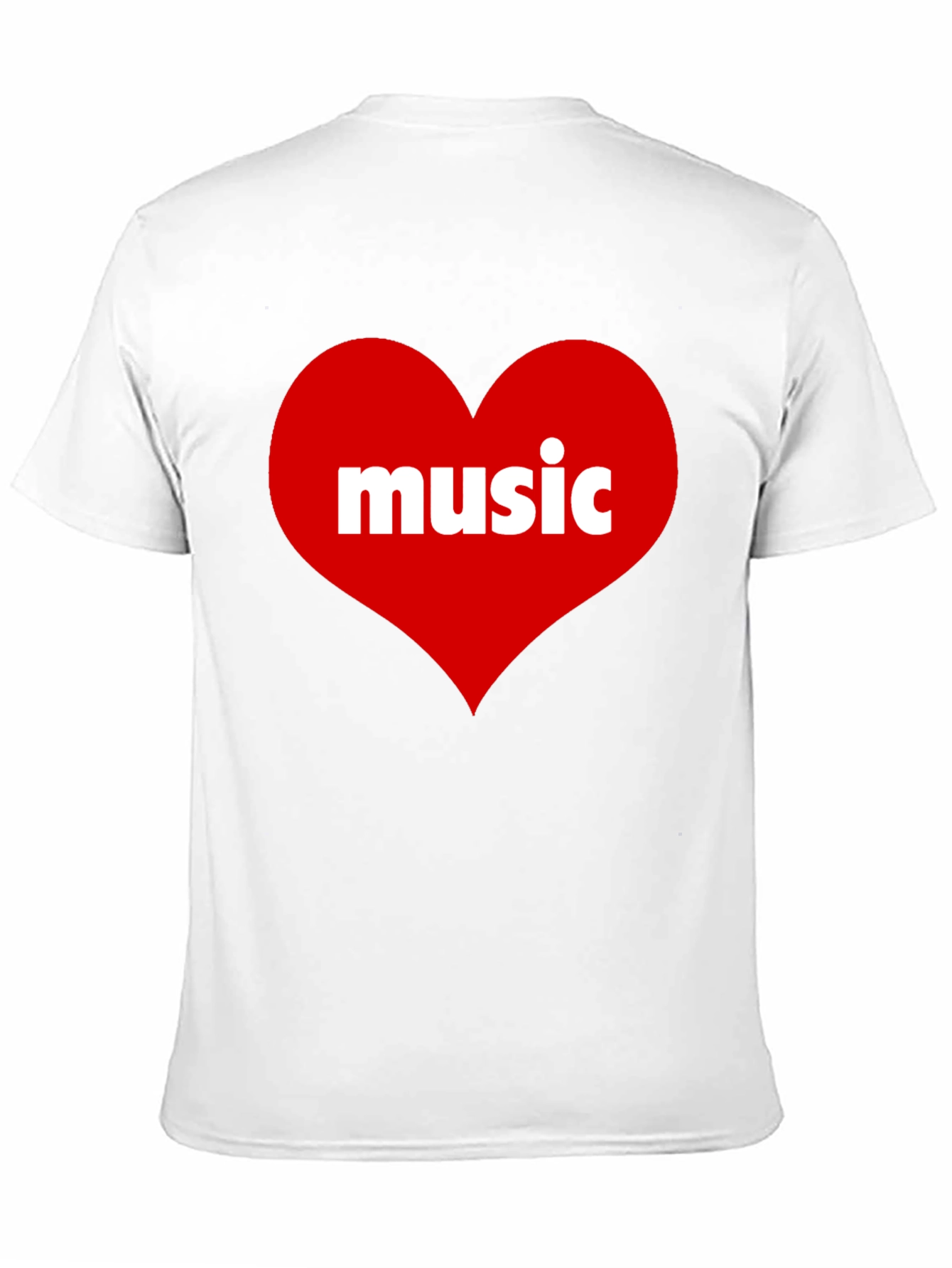 Music Lovers Black T-Shirt with Heart Design
