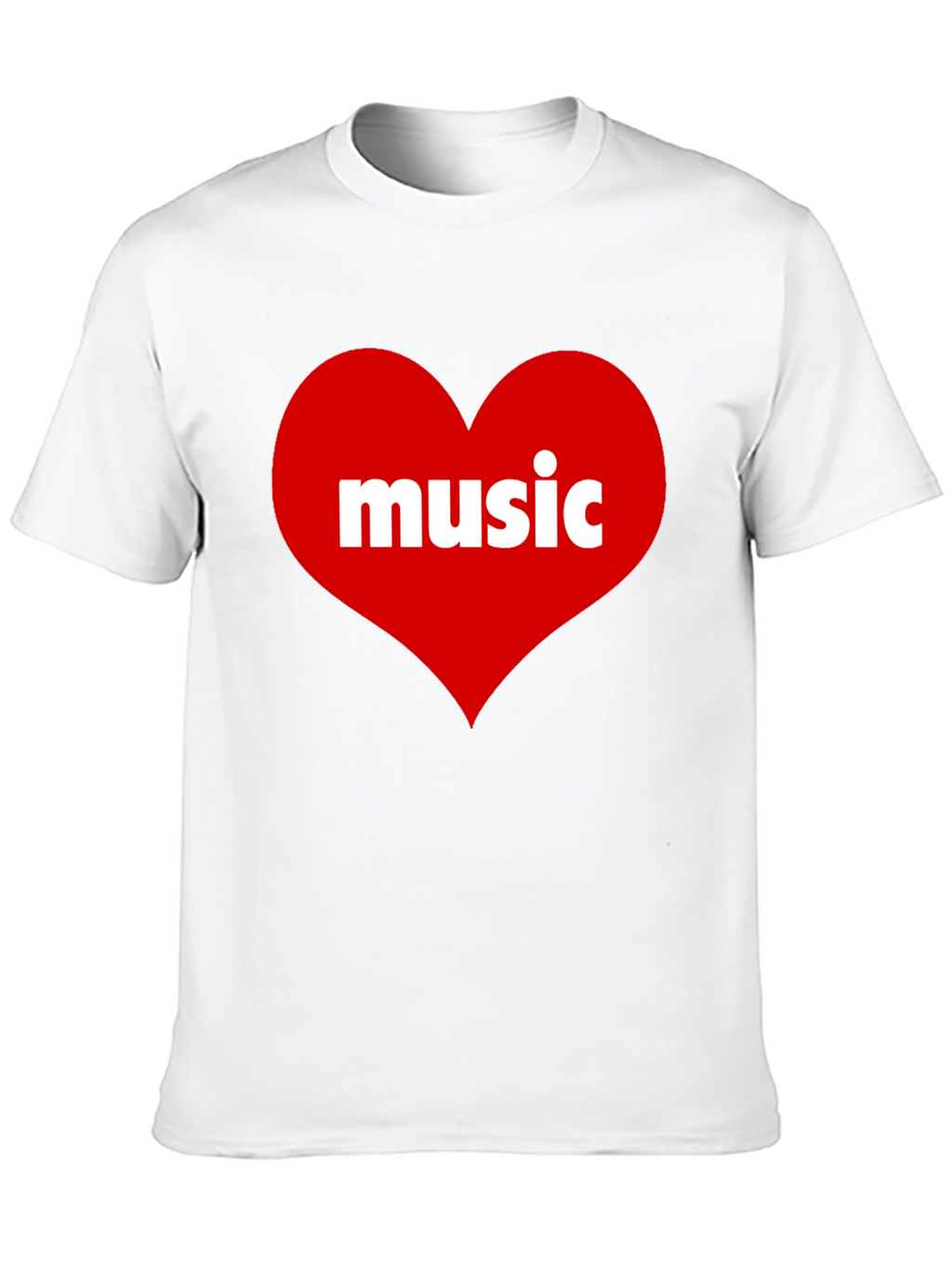 Music Lovers Black T-Shirt with Heart Design