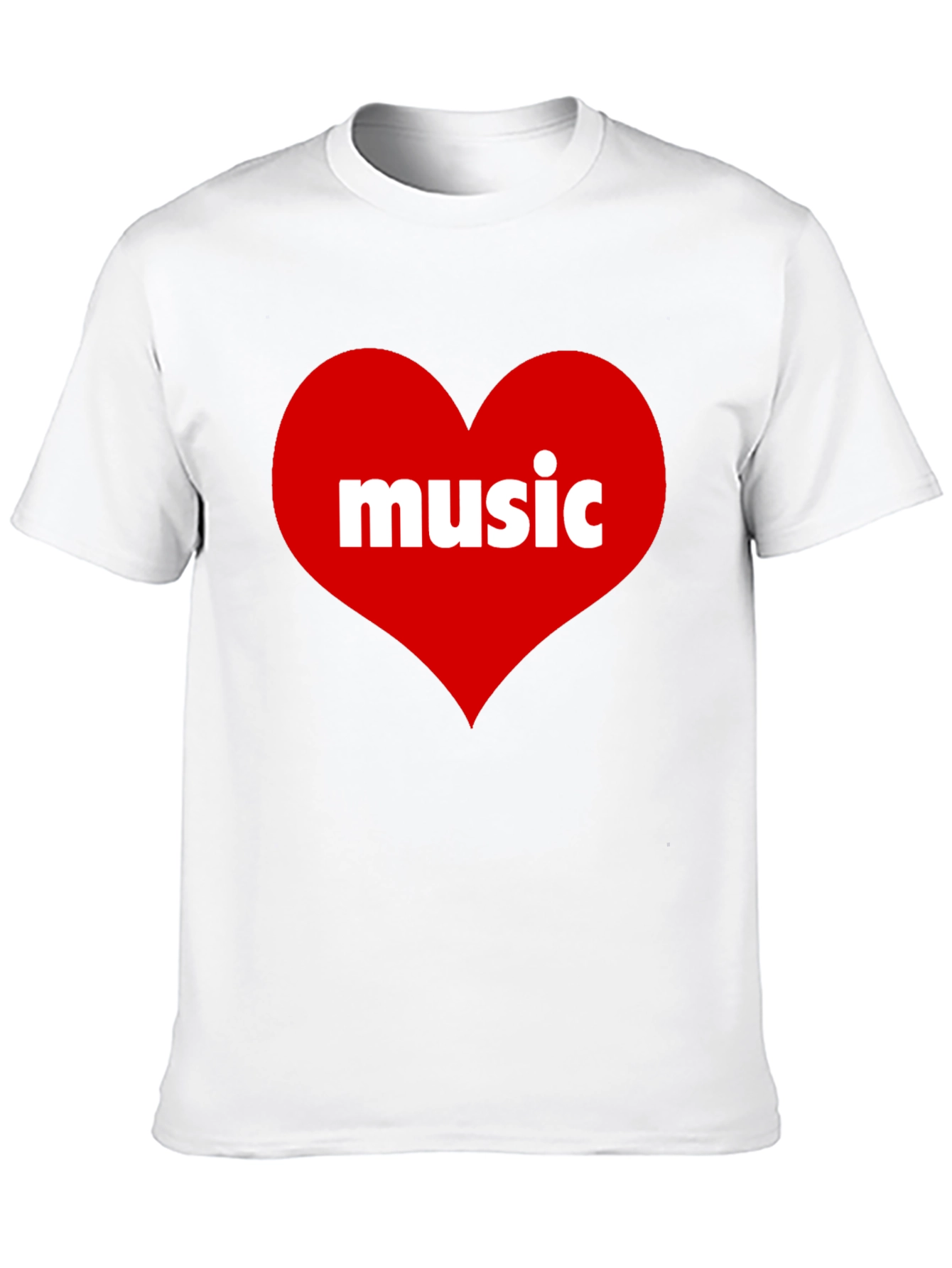 Music Lovers Black T-Shirt with Heart Design