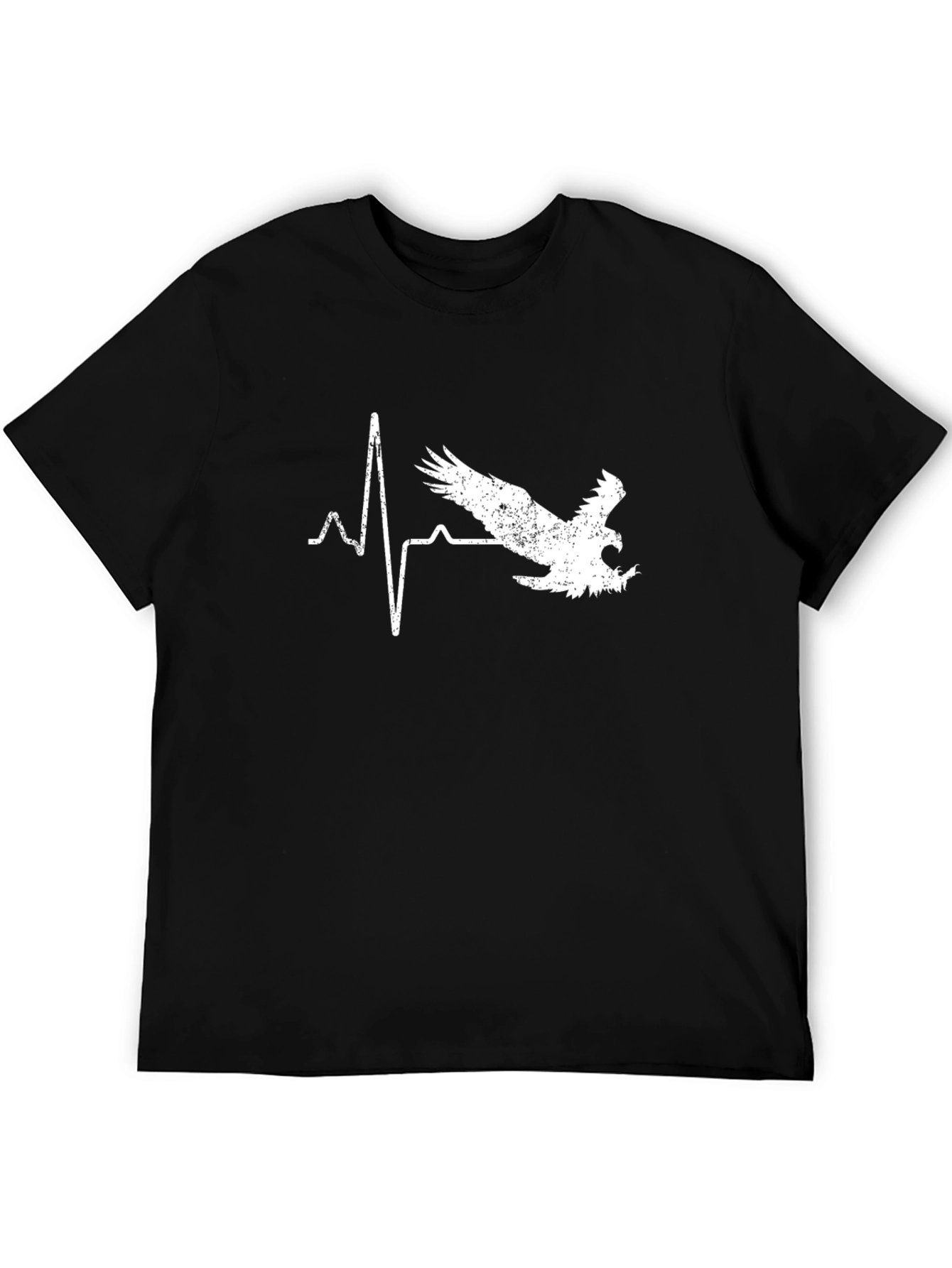 Eagle Heartbeat Graphic T-Shirt - Black Cotton Tee