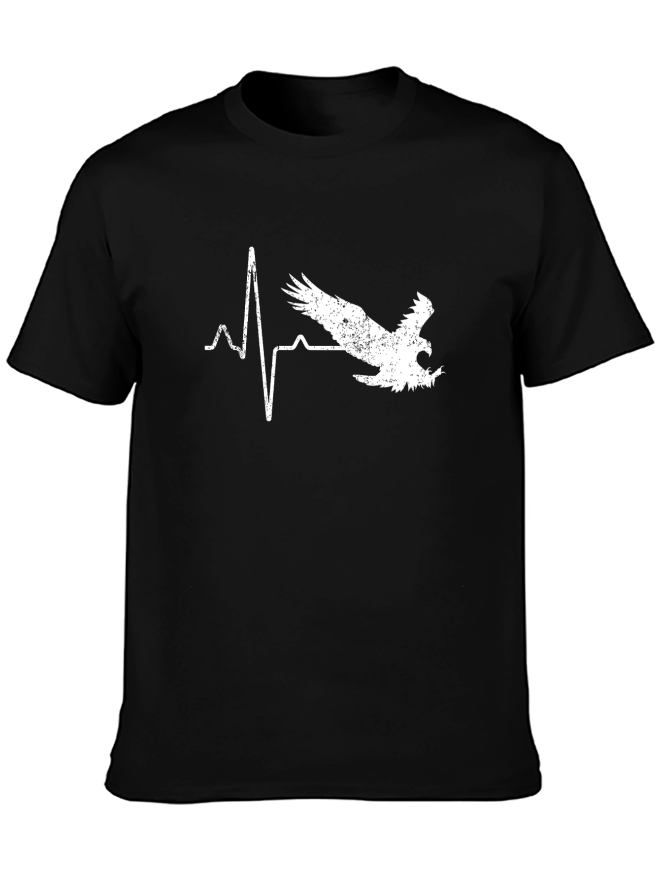 Eagle Heartbeat Graphic T-Shirt - Black Cotton Tee