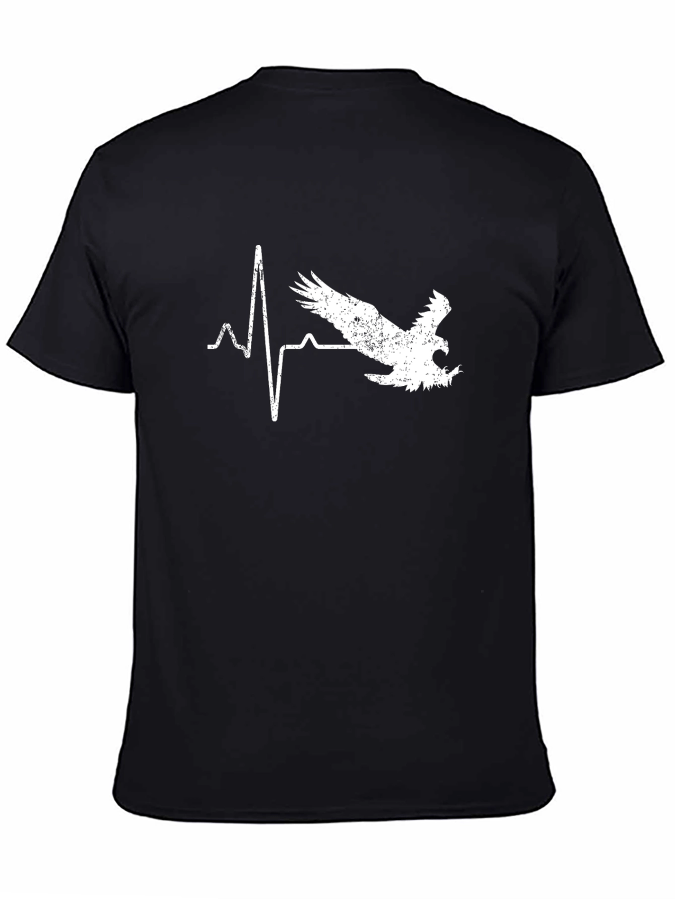 Eagle Heartbeat Graphic T-Shirt - Black Cotton Tee