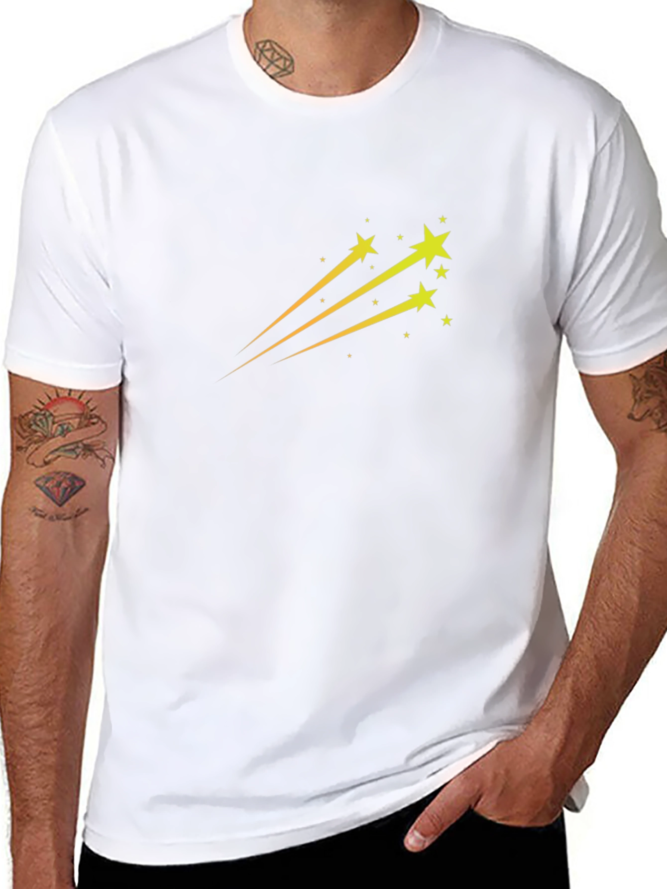 Black T-Shirt with Star Trail Design