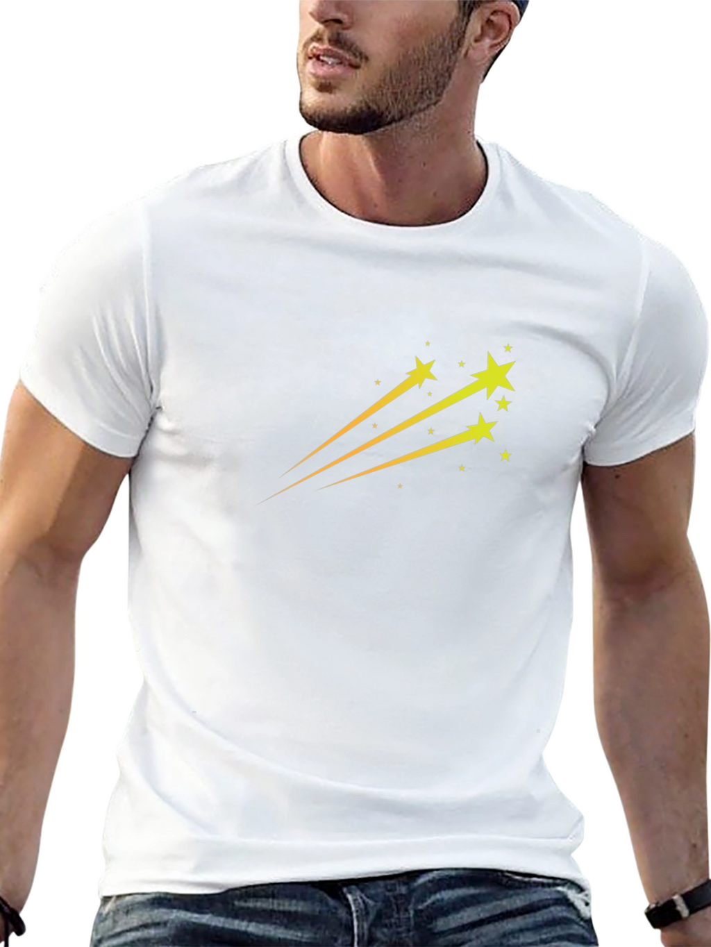 Black T-Shirt with Star Trail Design