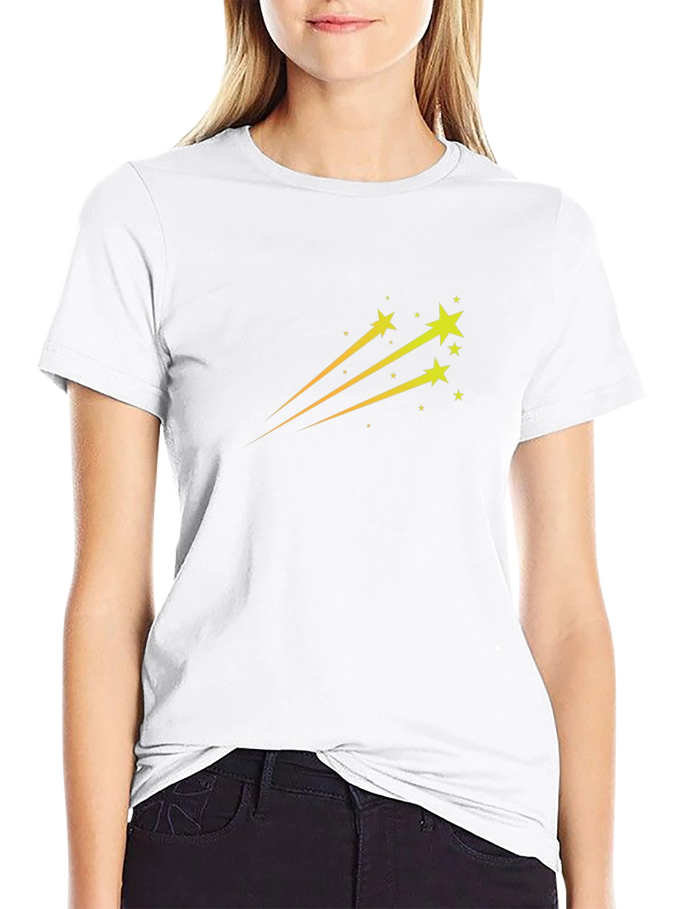 Black T-Shirt with Star Trail Design