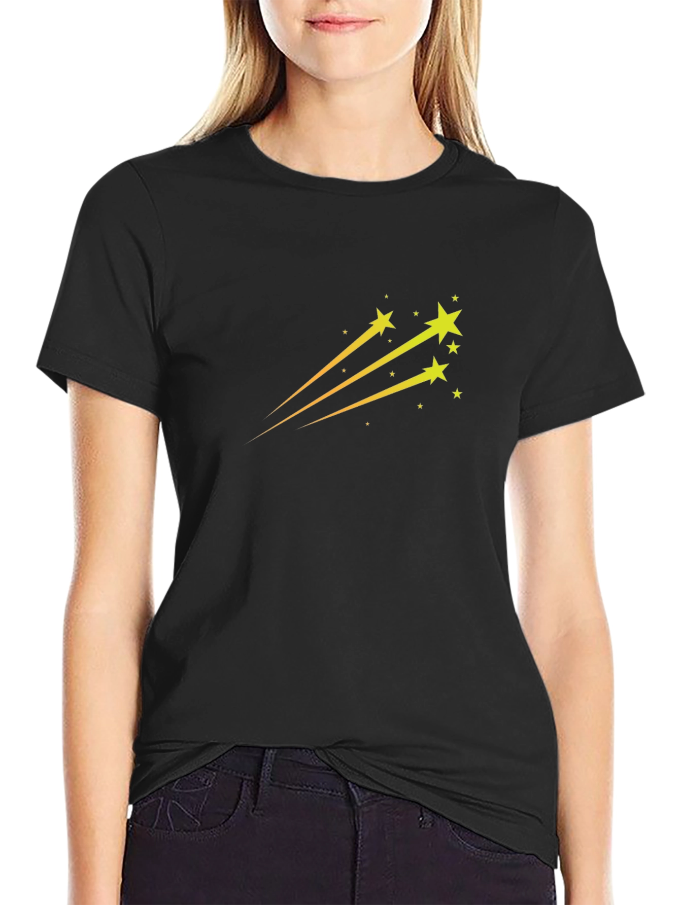 Black T-Shirt with Star Trail Design