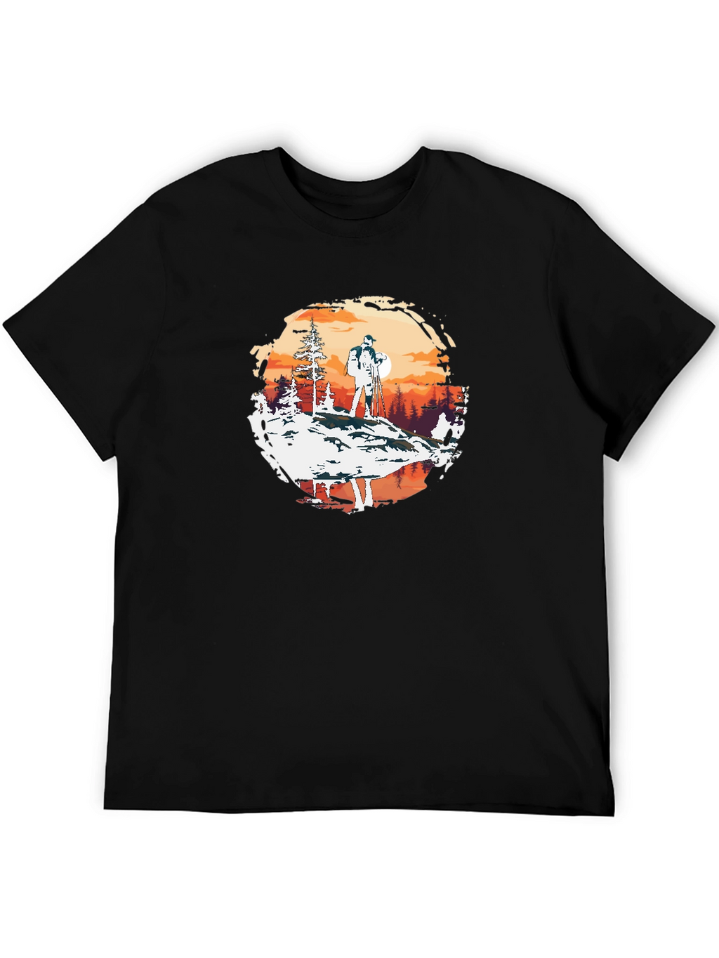 Outdoor Adventure Graphic Tee - Hiker at Sunset