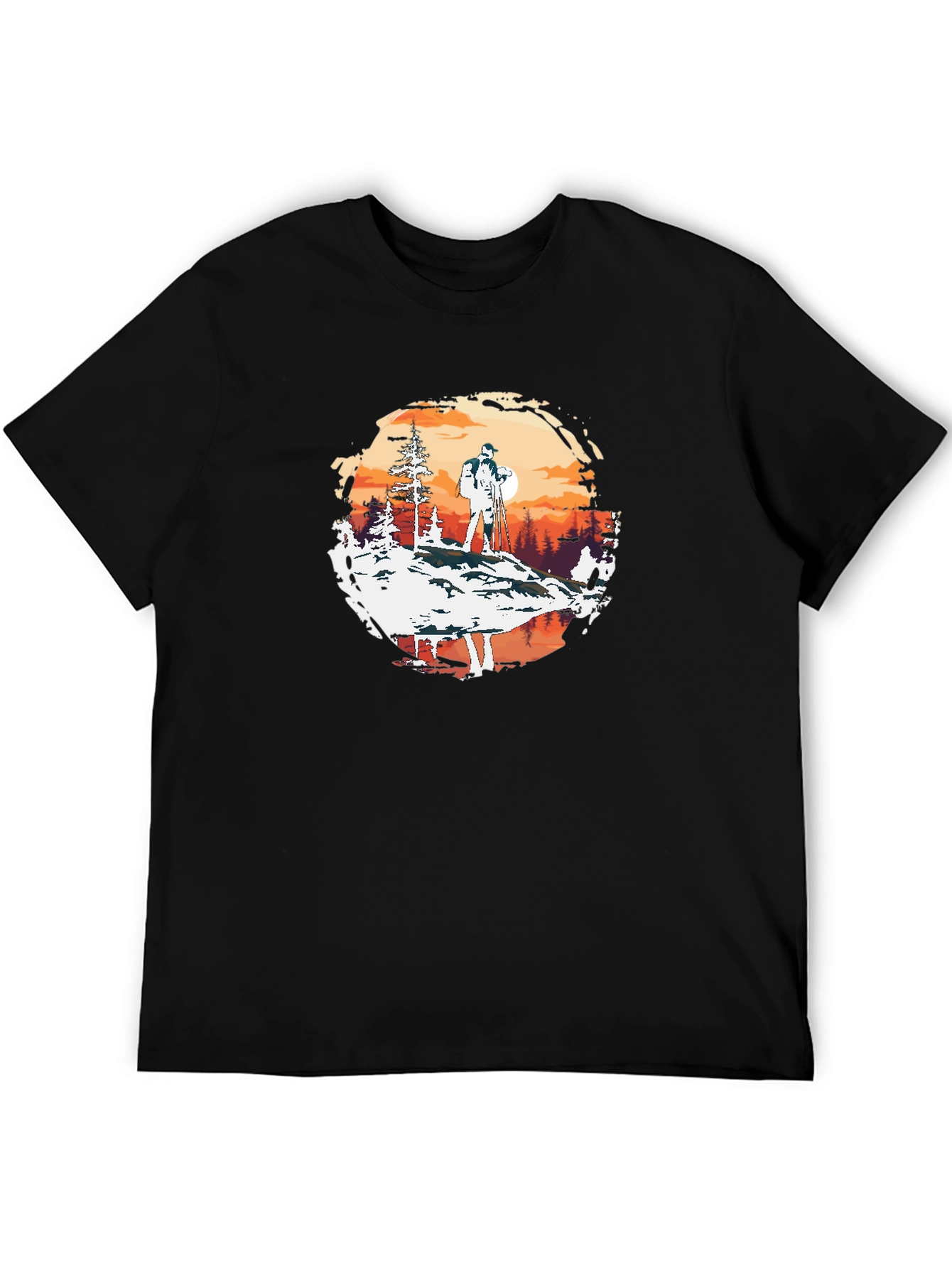 Outdoor Adventure Graphic Tee - Hiker at Sunset