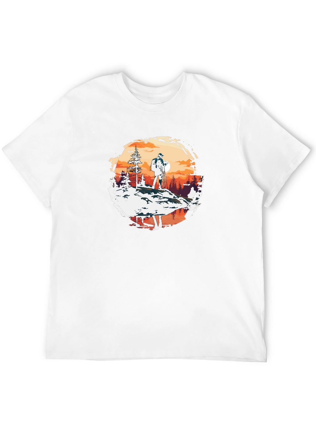 Outdoor Adventure Graphic Tee - Hiker at Sunset