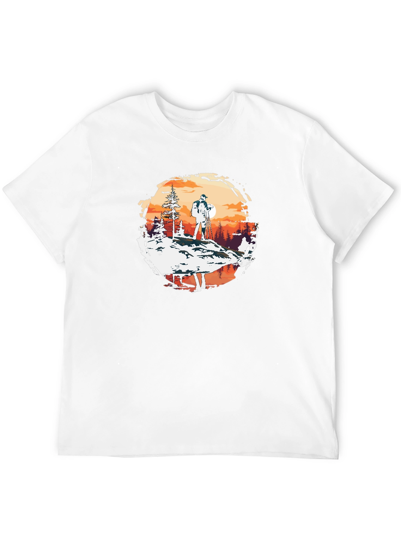 Outdoor Adventure Graphic Tee - Hiker at Sunset