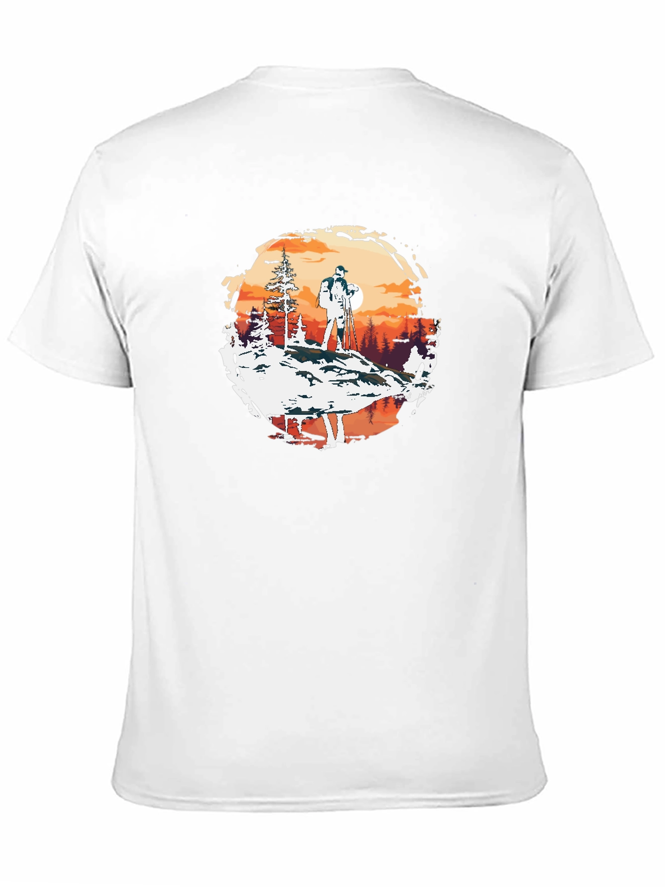Outdoor Adventure Graphic Tee - Hiker at Sunset