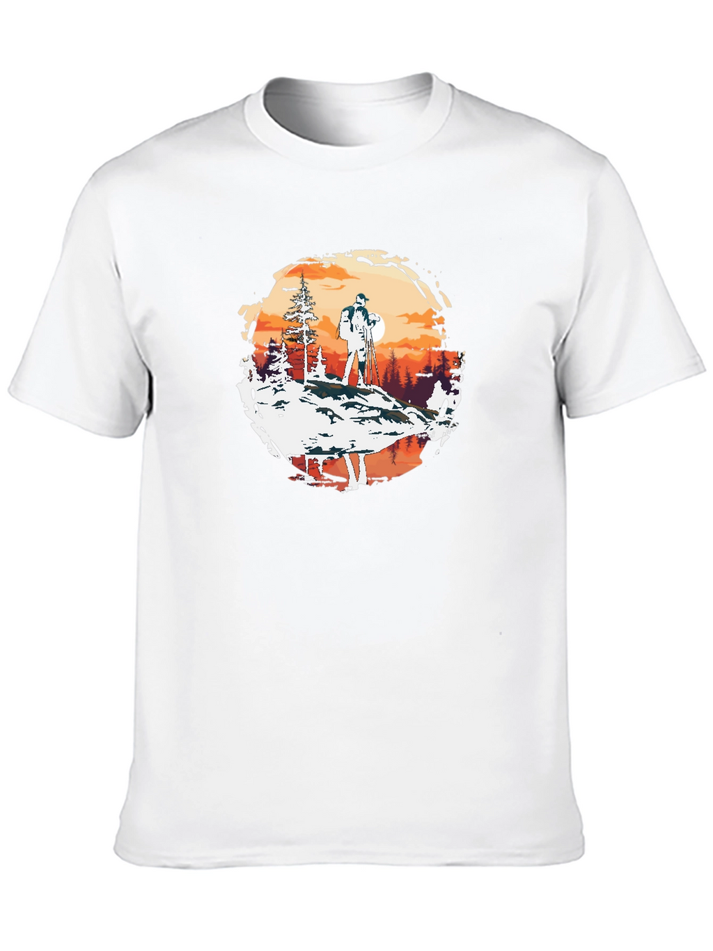 Outdoor Adventure Graphic Tee - Hiker at Sunset