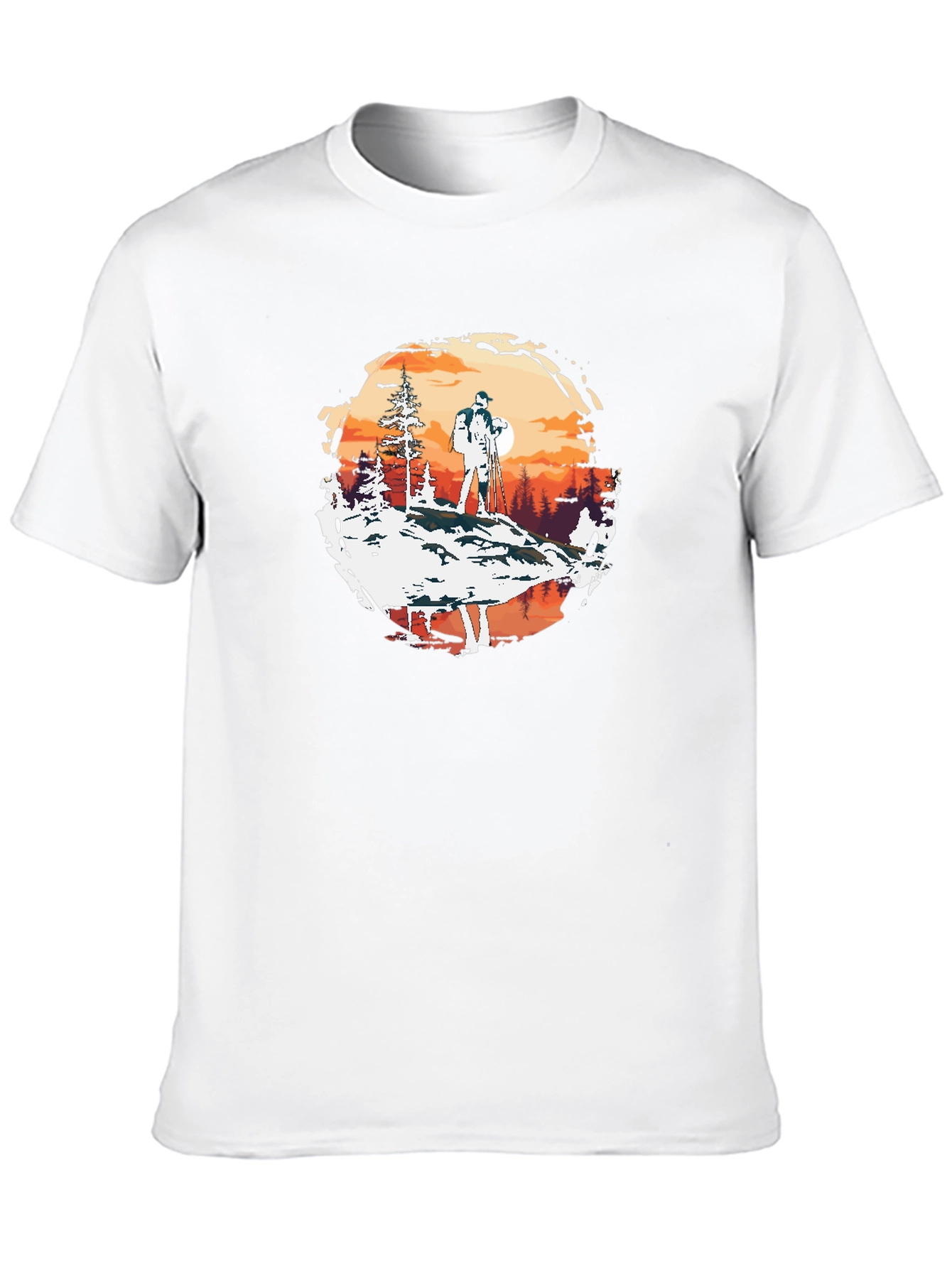 Outdoor Adventure Graphic Tee - Hiker at Sunset