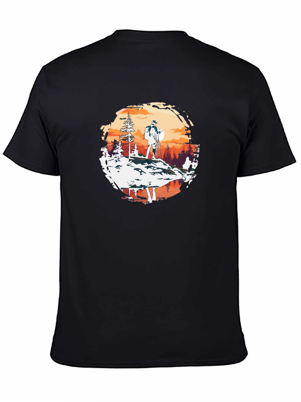 Outdoor Adventure Graphic Tee - Hiker at Sunset