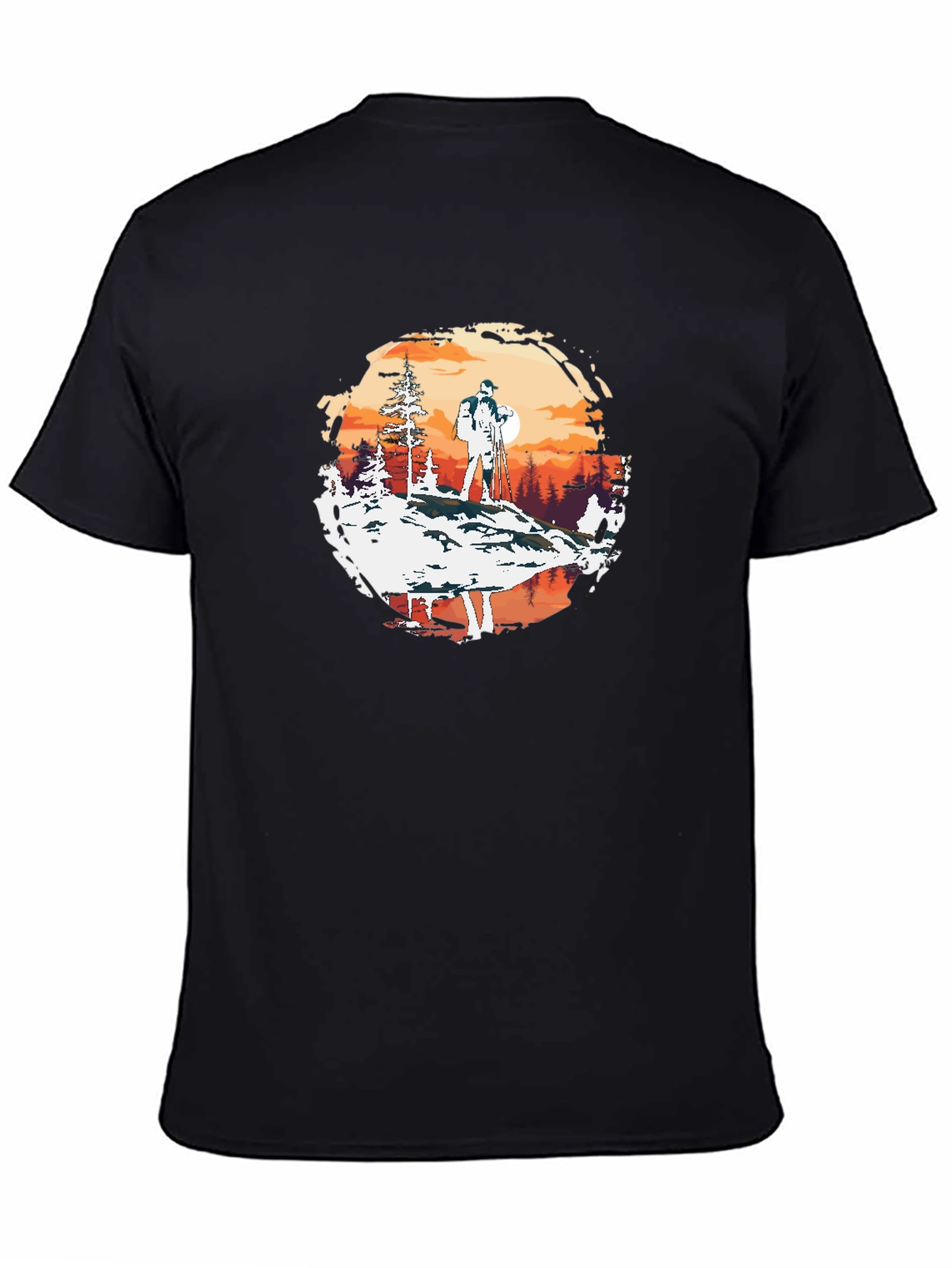 Outdoor Adventure Graphic Tee - Hiker at Sunset