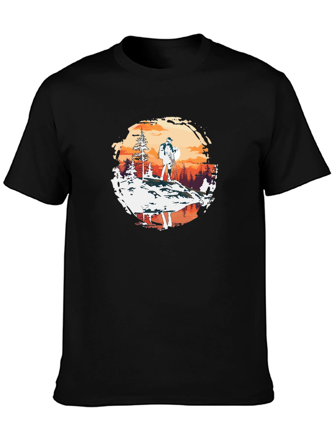Outdoor Adventure Graphic Tee - Hiker at Sunset
