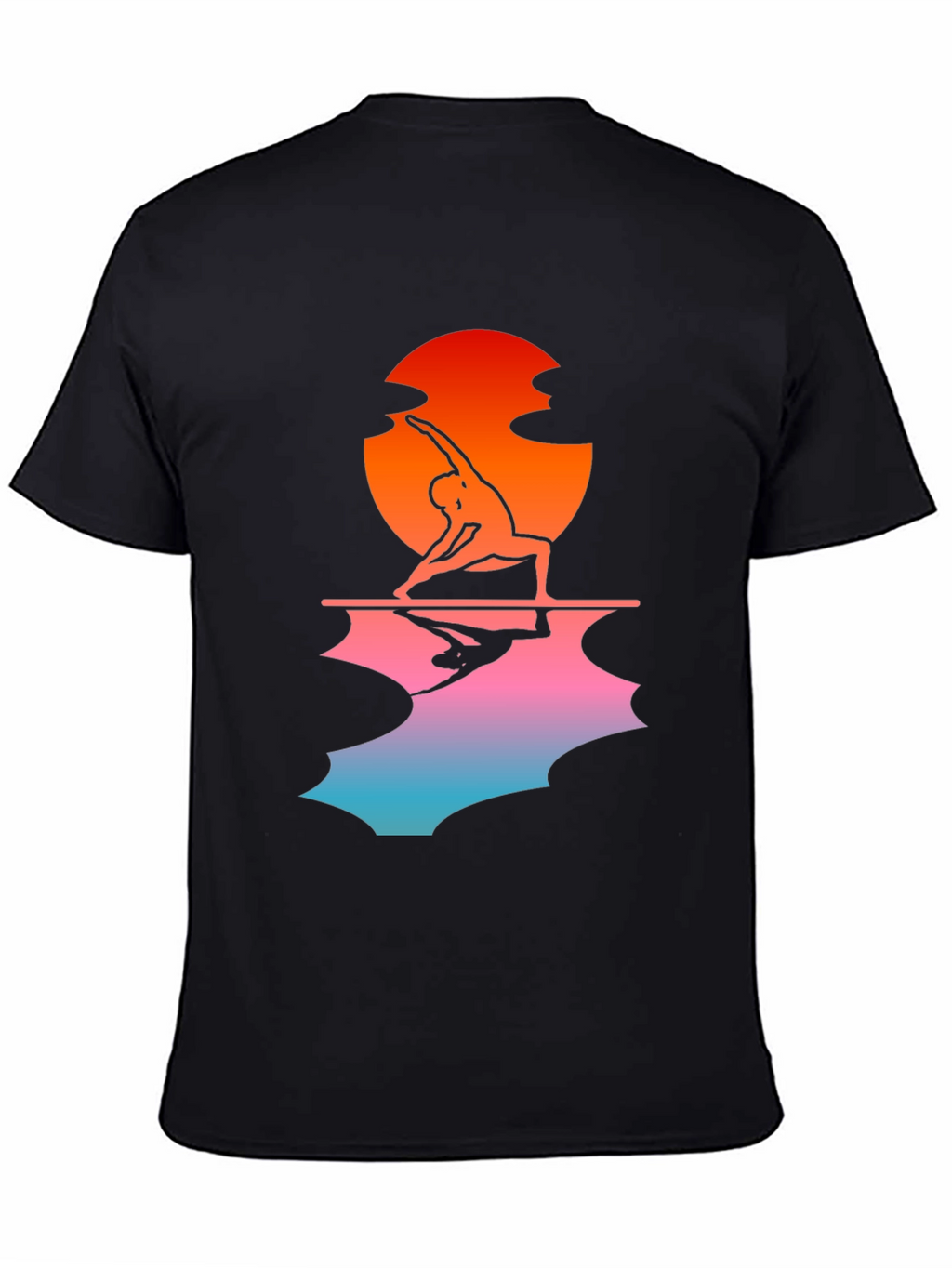Sunset Yoga Pose Black T-Shirt