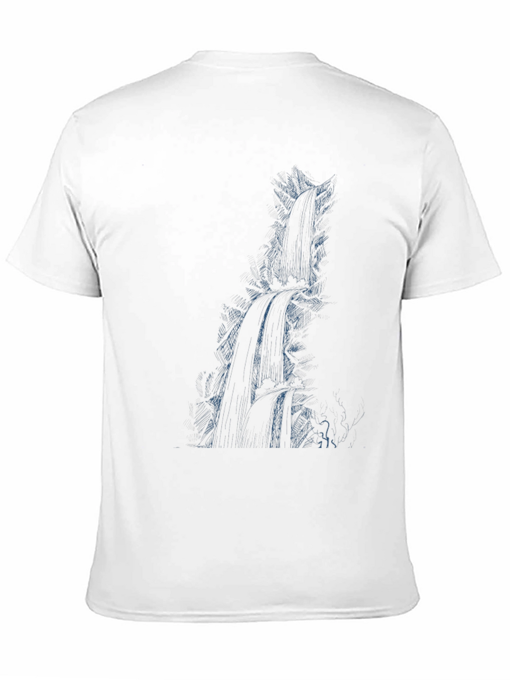 Mens Black Graphic Tee - Waterfall Design