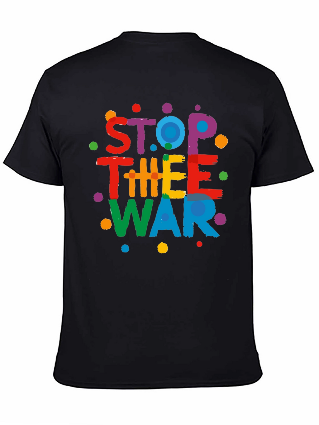 Stop The War Graphic Print Black T-Shirt