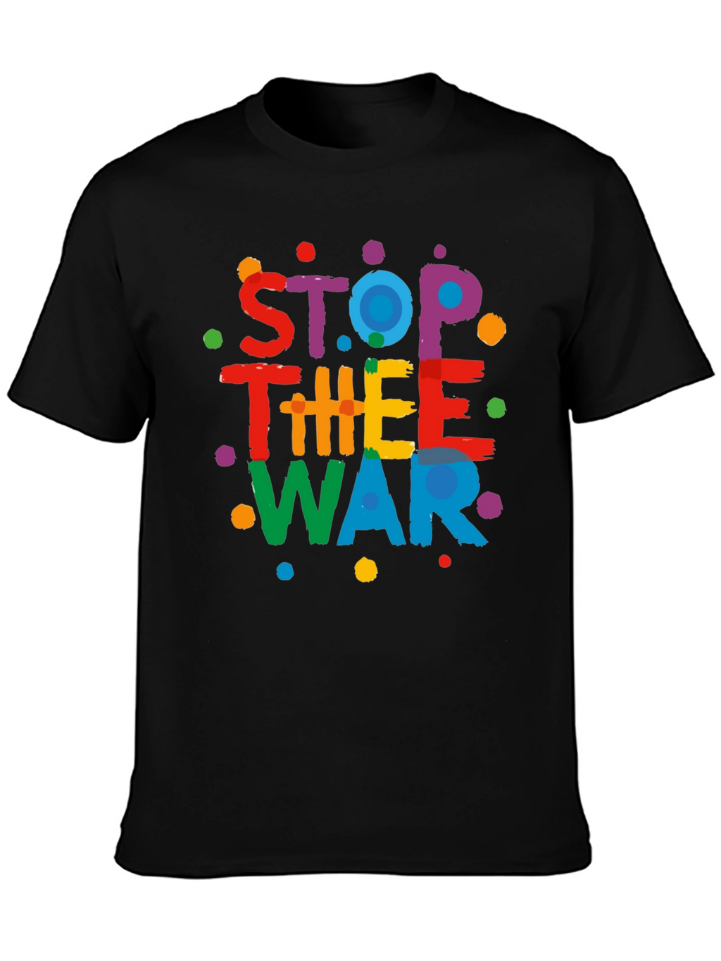 Stop The War Graphic Print Black T-Shirt
