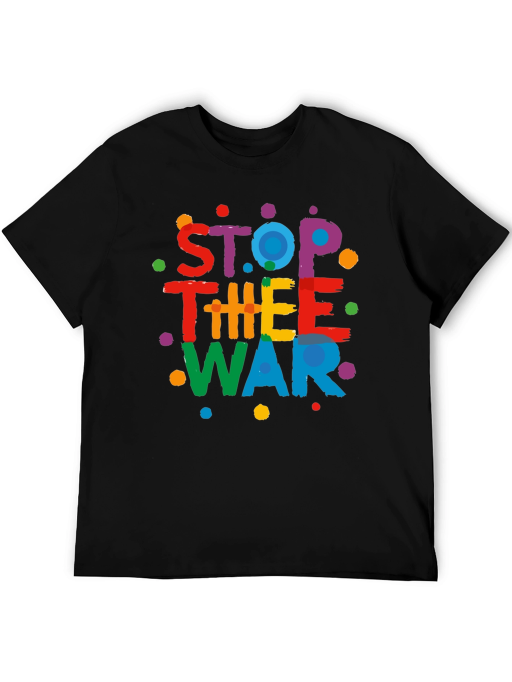 Stop The War Graphic Print Black T-Shirt