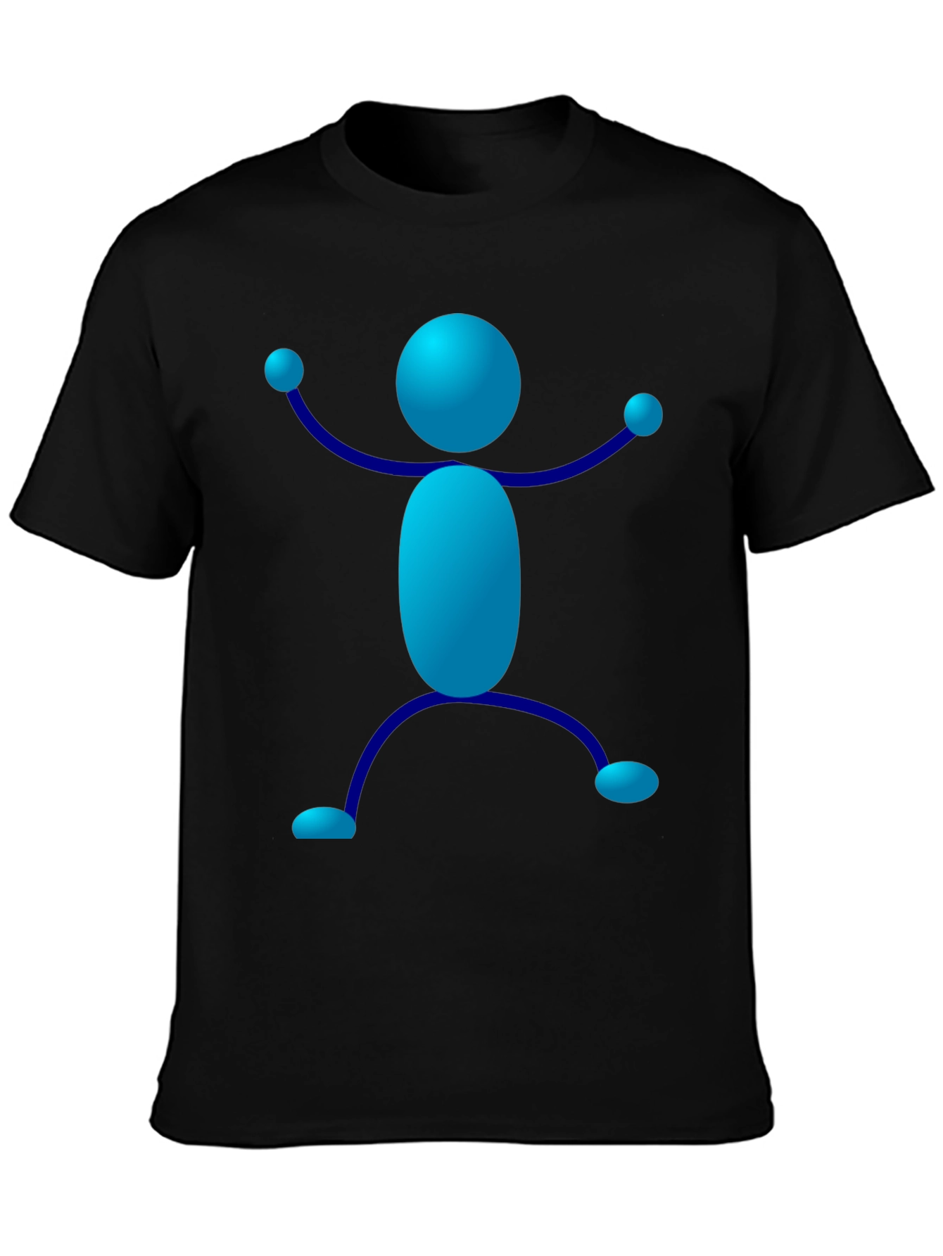 Blue Stick Figure Graphic T-Shirt - Casual Style