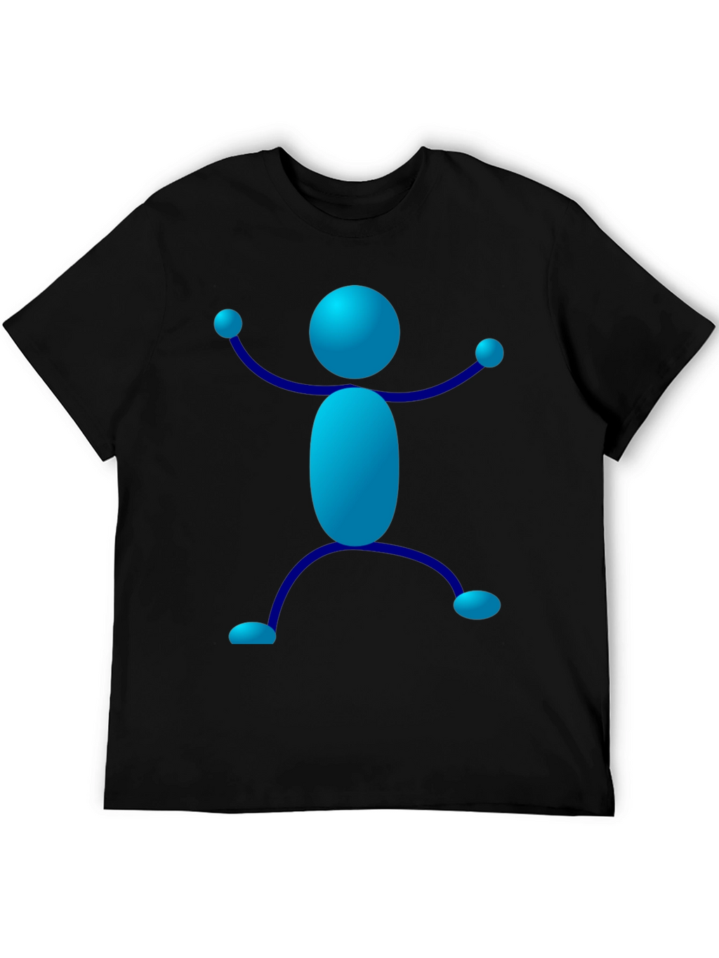 Blue Stick Figure Graphic T-Shirt - Casual Style