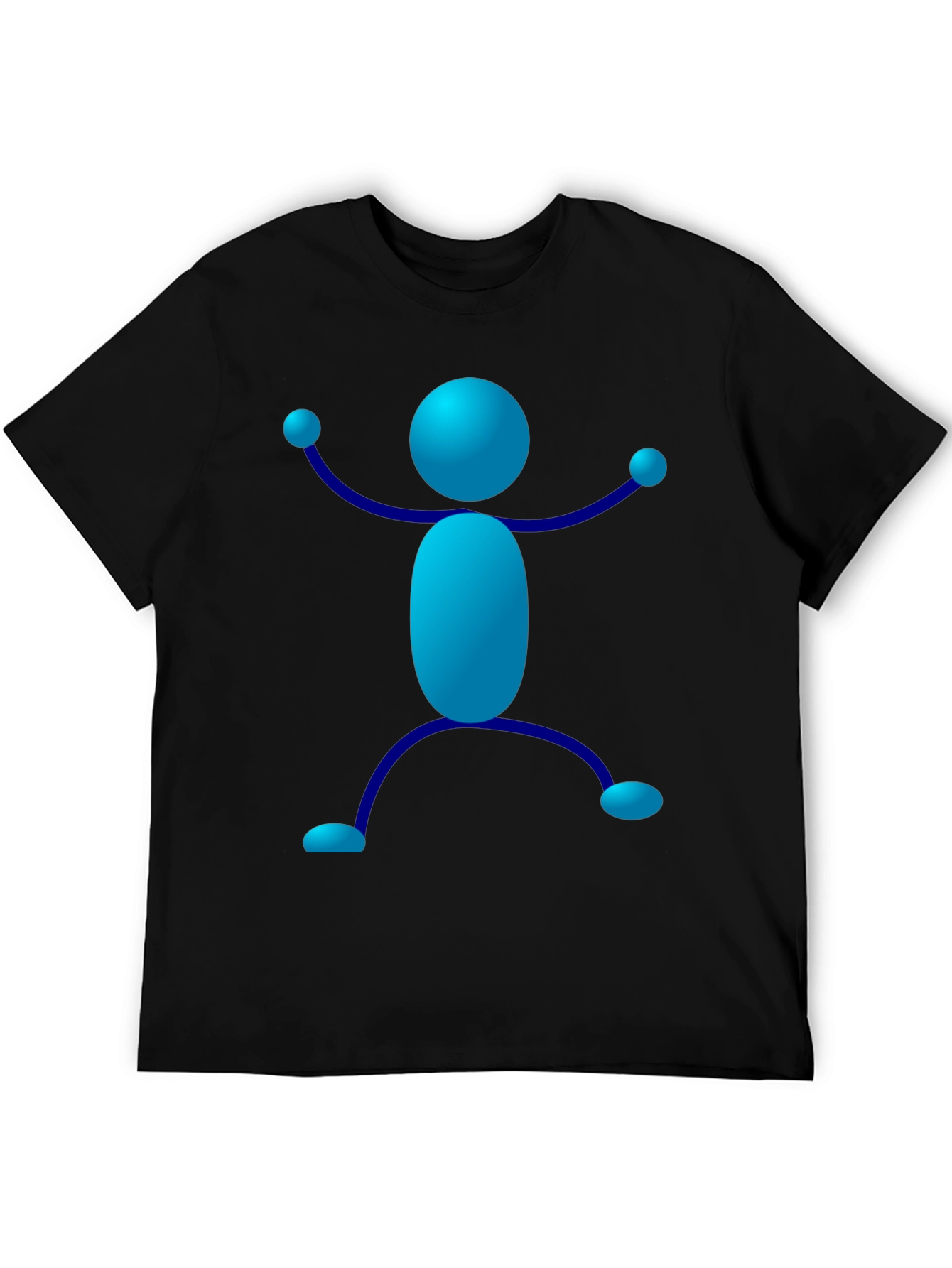 Blue Stick Figure Graphic T-Shirt - Casual Style