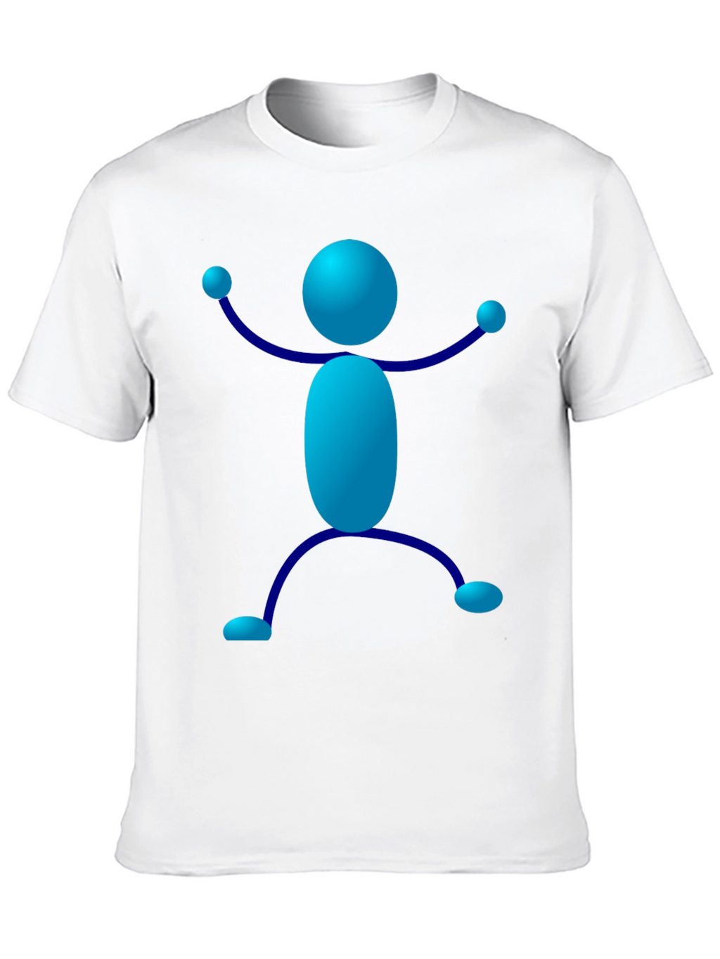 Blue Stick Figure Graphic T-Shirt - Casual Style