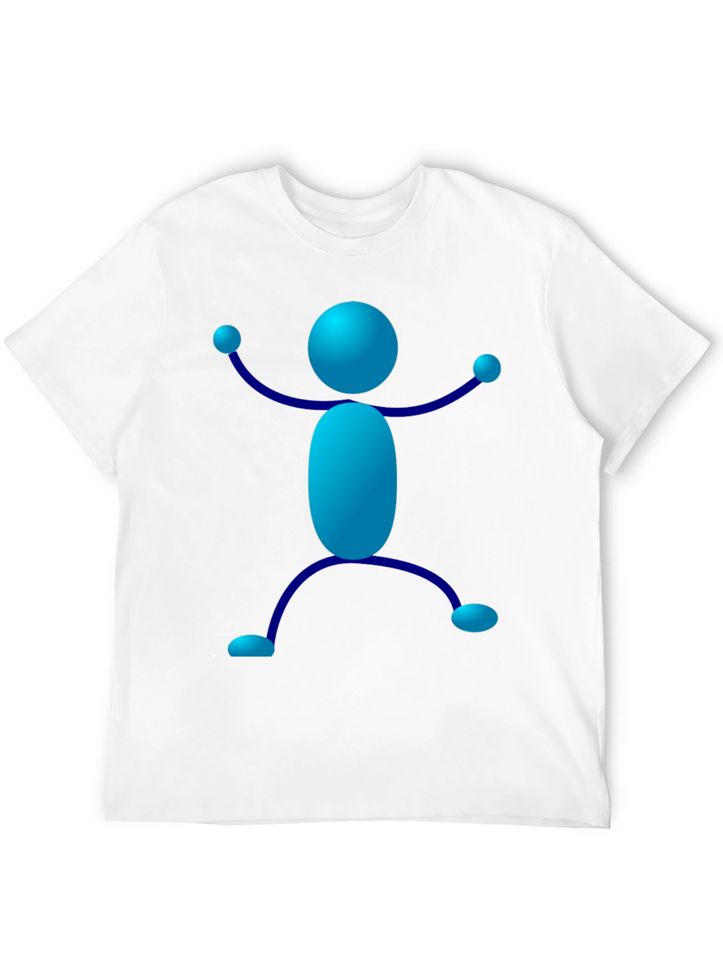 Blue Stick Figure Graphic T-Shirt - Casual Style