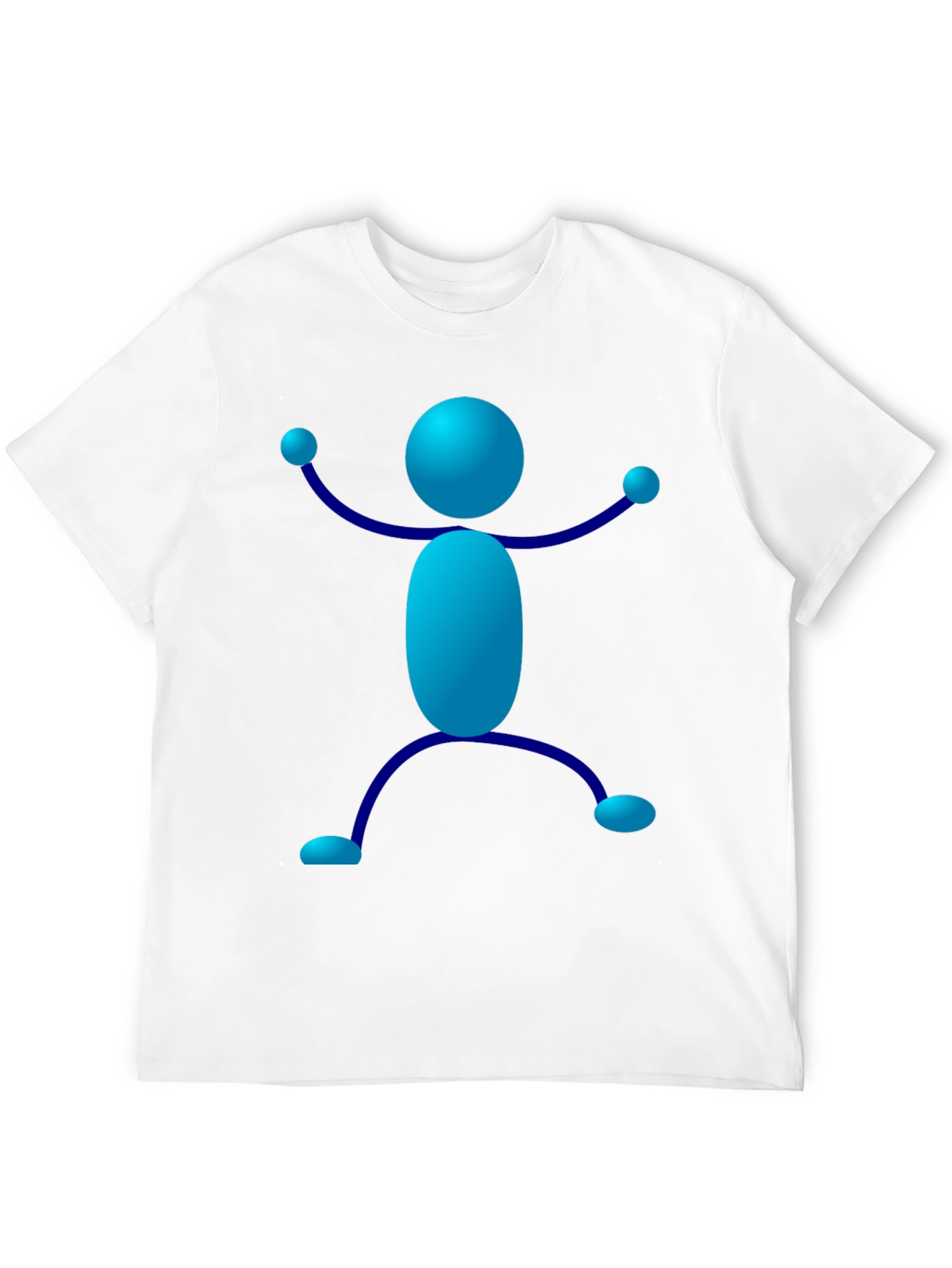 Blue Stick Figure Graphic T-Shirt - Casual Style