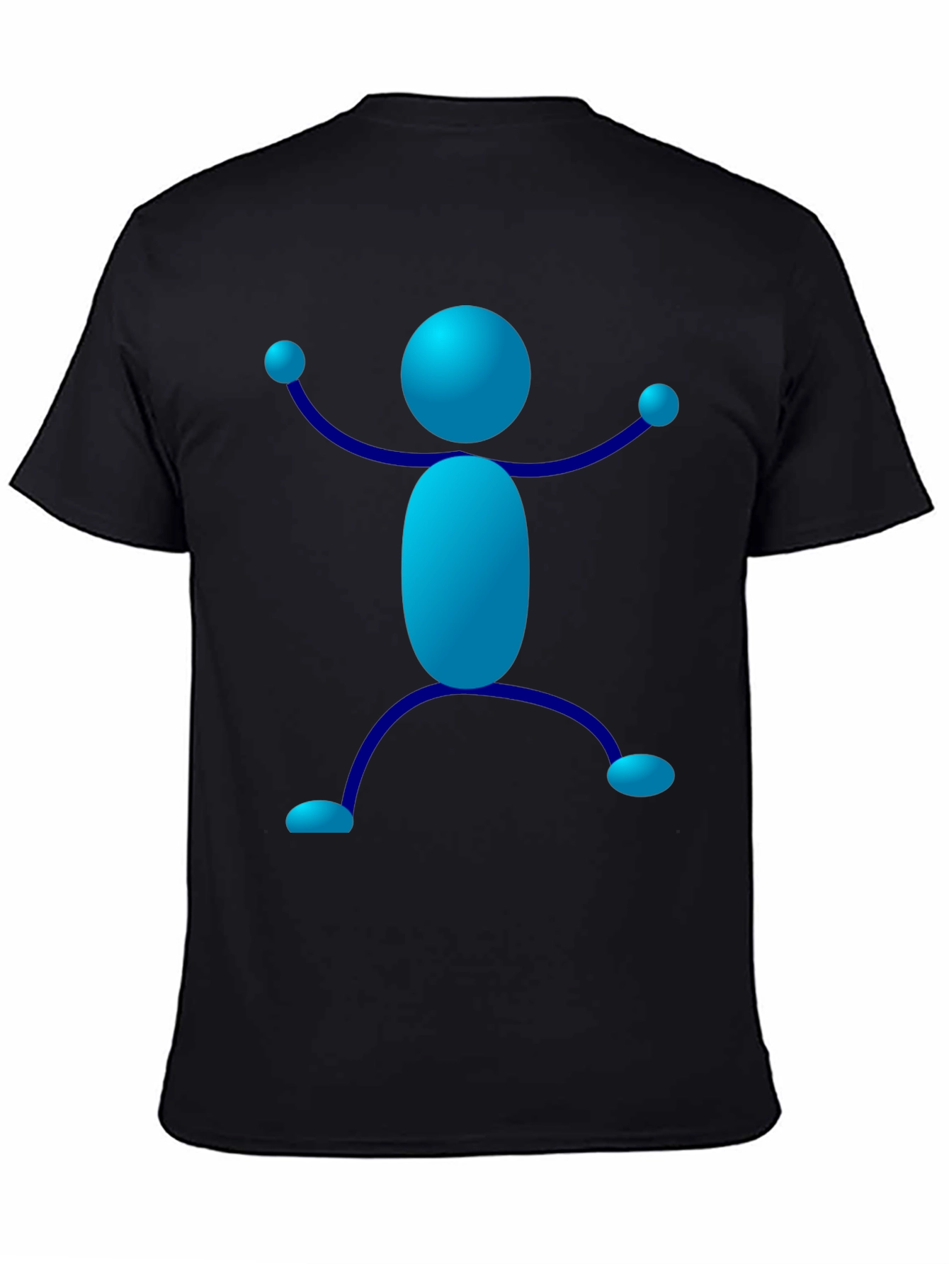 Blue Stick Figure Graphic T-Shirt - Casual Style